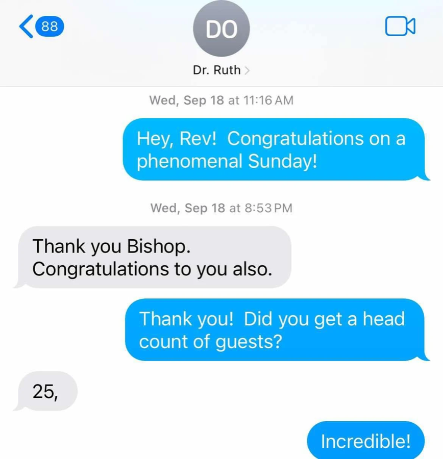 Client result, 25 guests in one Sunday